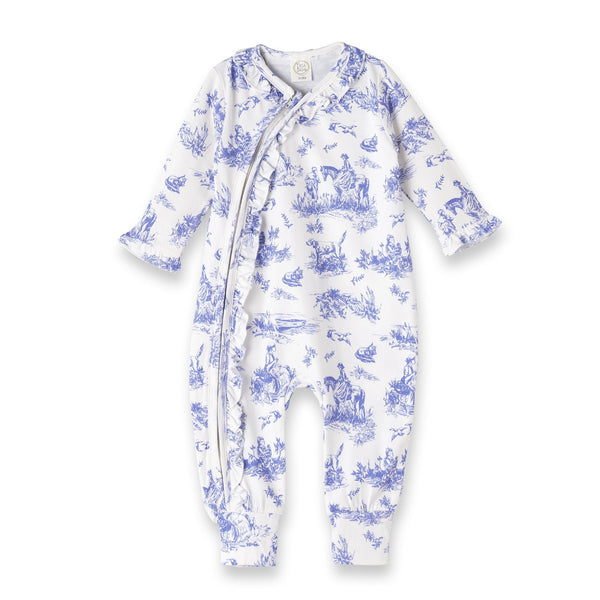 toile-de-jouy-bamboo-zipper-romper Tesa Babe - Sophia's StyleBaby Girl Clothes-1