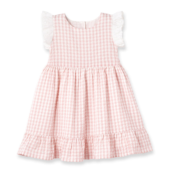 pink-gingham-cotton-dress-with-eyelet-flutter-sleeves Tesa Babe - Sophia's StyleBaby Girl Clothes-1