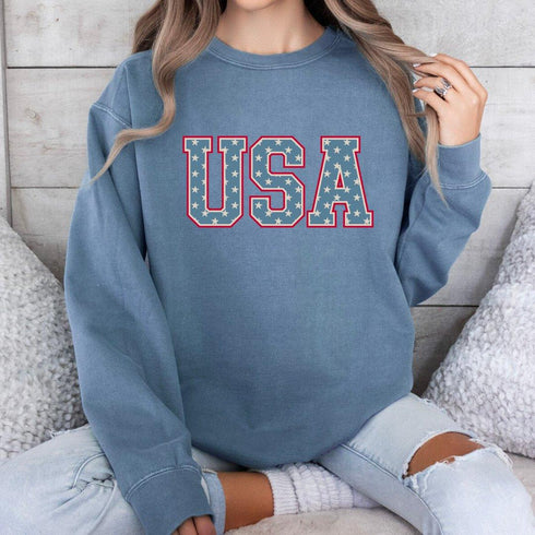 unisex-adult-usa-stars-on-comfort-colors-crewneck-sweatshirt Little Joy Co - Sophia's Style-1