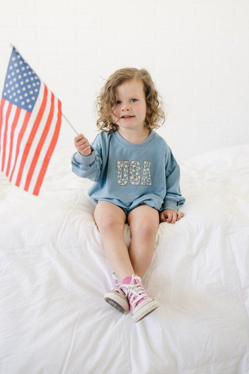 usa-daisy-bamboo-sweatshirt-romper Little Joy Co - Sophia's Style-1