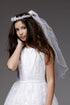 Petite Adele Little Girls Blanco Satén Encaje Longitud del té Vestido de niña de las flores 2-6