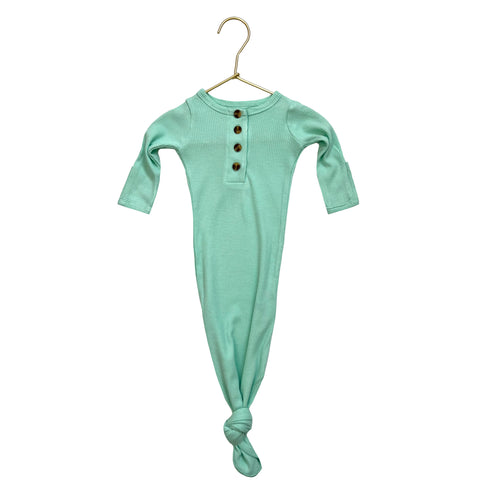 knotted-baby-gown-waffle-mint Presley Couture at Sophia's Style-Baby Gowns-1