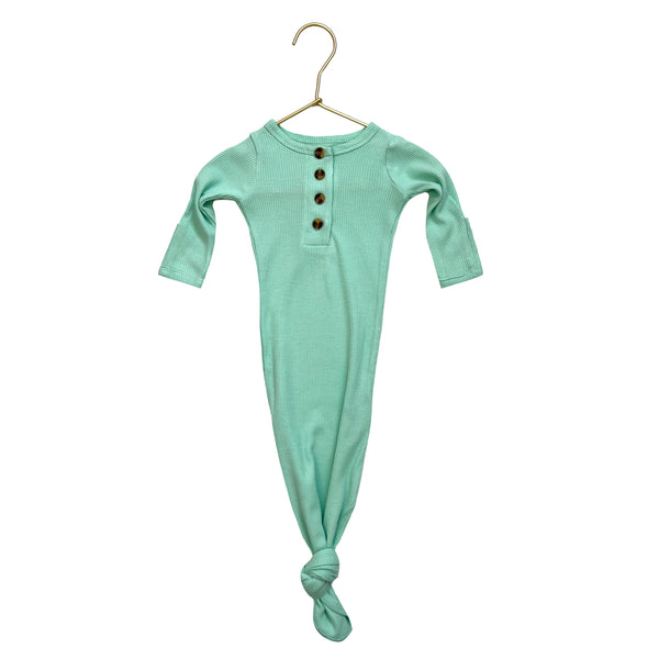 knotted-baby-gown-waffle-mint Presley Couture at Sophia's Style-Baby Gowns-1