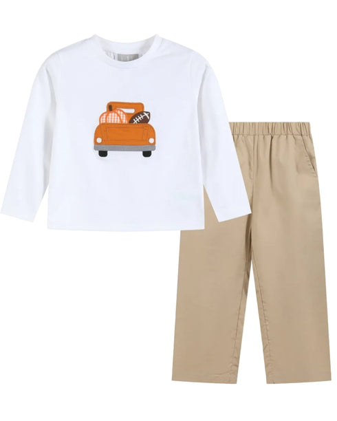white-football-truck-shirt-and-brown-pants-set-lil-cactus-sophias-style-1