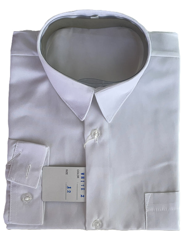 White Rafael Boys Microfiber Long Sleeve Dress Shirt 2T-16