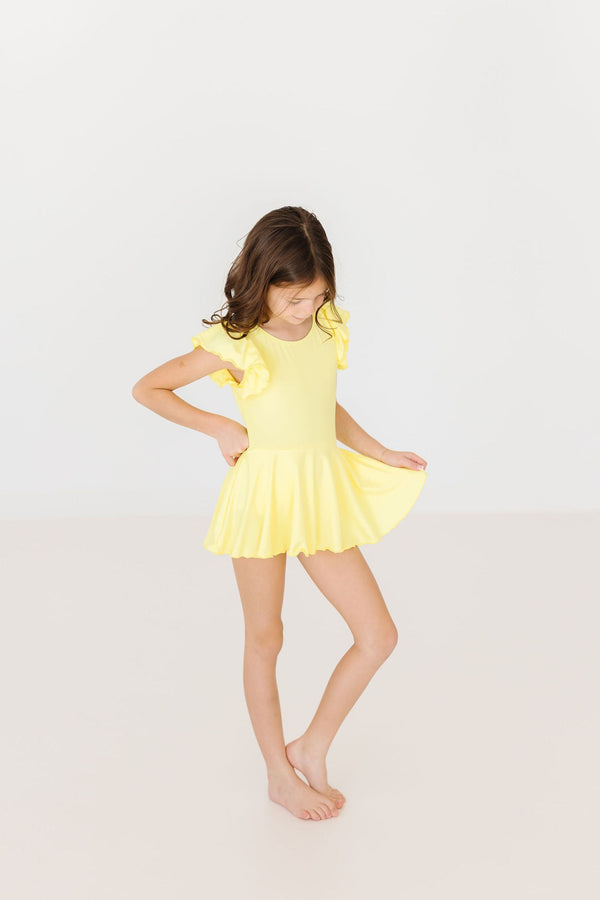 yellow-s-s-twirl-leotard Mila & Rose at Sophia's Style-Yellow S/S Twirl Leotard-6-12M-Twirl Leotard S/S-1