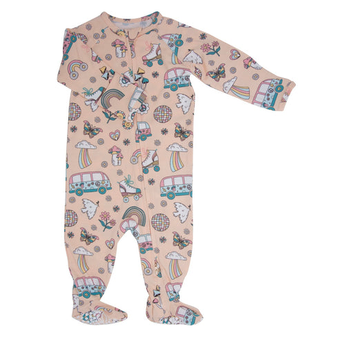 retro-roller-skates-zipper-footie Sweet Bamboo - Sophia's StyleFooties-1