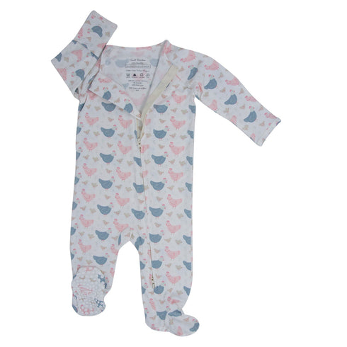 pink-farm-hens-bamboo-zipper-footie Sweet Bamboo - Sophia's Style-2