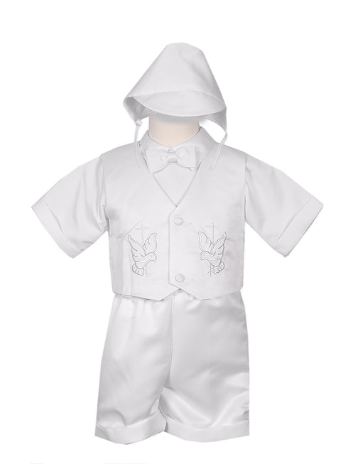 Rain Kids Baby Boys White 4 pc Holy Spirit Cross Vest Hat Baptism Outfit 3-24M - SophiasStyle.com
