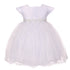 RainKids Baby Girls White Sparkly Tulle Cape Bonnet Christening Dress 0-24M - SophiasStyle.com