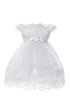 Rain Kids Baby Girls White Beaded Lace Tulle Train Cape Baptism Dress NB-24M - SophiasStyle.com