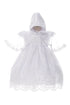 Rain Kids Baby Girls White Beaded Lace Tulle Train Cape Baptism Dress NB-24M - SophiasStyle.com