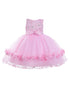 Little Girls Pink Bow Waist Floral Appliques Flower Girl Dress 2T-4T - SophiasStyle.com