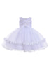 Little Girls White Bow Waist Floral Appliques Flower Girl Dress 2T-4T - SophiasStyle.com