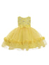 Little Girls Yellow Bow Waist Floral Appliques Flower Girl Dress 2T-4T - SophiasStyle.com
