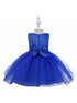 Little Girls Royal Blue Bow Floral Appliques Tulle Flower Girl Dress 2T-4T - SophiasStyle.com