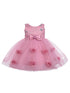 Little Girls Dusty Pink Bow Floral Appliques Tulle Flower Girl Dress 2T-4T - SophiasStyle.com