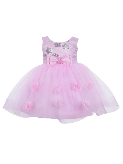 Little Girls Pink Bow Floral Appliques Tulle Flower Girl Dress 2T-4T - SophiasStyle.com