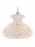 Baby Girls Champagne Sequin Embroidery Cape Sleeve Flower Girl Dress 6-24 Months - SophiasStyle.com