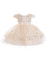 Baby Girls Champagne Sequin Embroidery Cape Sleeve Flower Girl Dress 6-24 Months - SophiasStyle.com