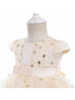 Little Girls Champagne Sequin Embroidery Cape Sleeve Flower Girl Dress 2T-4T - SophiasStyle.com