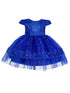 Little Girls Royal Blue Sequin Embroidery Cape Sleeve Flower Girl Dress 2T-4T - SophiasStyle.com