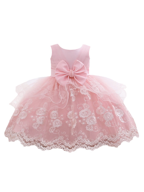 Little Girls Blush Floral Embroidery Tulle Overlay Flower Girl Dress 2T-4T - SophiasStyle.com