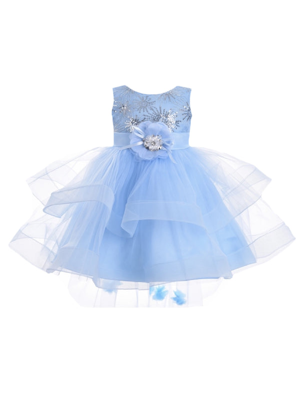 Baby Girls Sky Blue Two Layer Tulle Skirt Flower Girl Dress 6-24 Months - SophiasStyle.com