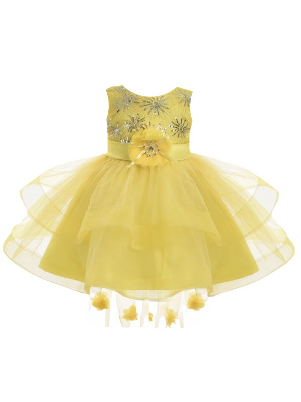 Baby Girls Yellow Two Layer Tulle Skirt Flower Girl Dress 6-24 Months - SophiasStyle.com