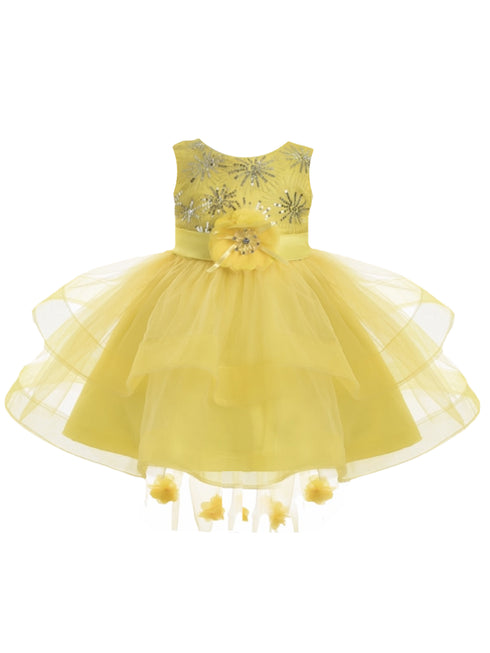 Little Girls Yellow Two Layer Tulle Skirt Flower Girl Dress 2T-4T - SophiasStyle.com