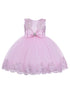 Baby Girls Pink Double Bow Embroidered Flower Girl Dress 6-24 Months - SophiasStyle.com