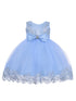 Little Girls Sky Blue Double Bow Embroidered Flower Girl Dress 2T-4T - SophiasStyle.com
