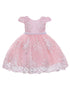 Little Girls Blush Floral Embroidery Pearl Waist Flower Girl Dress 2T-4T - SophiasStyle.com