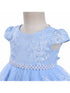 Baby Girls Sky Blue Floral Embroidery Pearl Waist Flower Girl Dress 6-24 Months - SophiasStyle.com