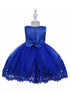 Girls Royal Blue Floral Embroidery Glitter Belt Flower Girl Dress 6-24 Months - SophiasStyle.com