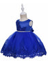 Girls Royal Blue Floral Embroidery Glitter Belt Flower Girl Dress 6-24 Months - SophiasStyle.com