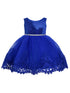 Little Girls Royal Blue Floral Embroidery Glitter Belt Flower Girl Dress 2T-4T - SophiasStyle.com