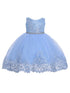 Little Girls Sky Blue Floral Embroidery Glitter Belt Flower Girl Dress 2T-4T - SophiasStyle.com