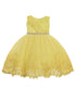 Baby Girls Yellow Floral Embroidery Glitter Belt Flower Girl Dress 6-24 Months - SophiasStyle.com