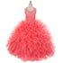 Rain Kids Little Girls Coral Sequin Sparkly Ruffle Bolero Pageant Dress 4-6 - SophiasStyle.com