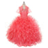 Rain Kids Big Girls Coral Sequin Sparkly Ruffle Bolero Pageant Dress 8-14 - SophiasStyle.com