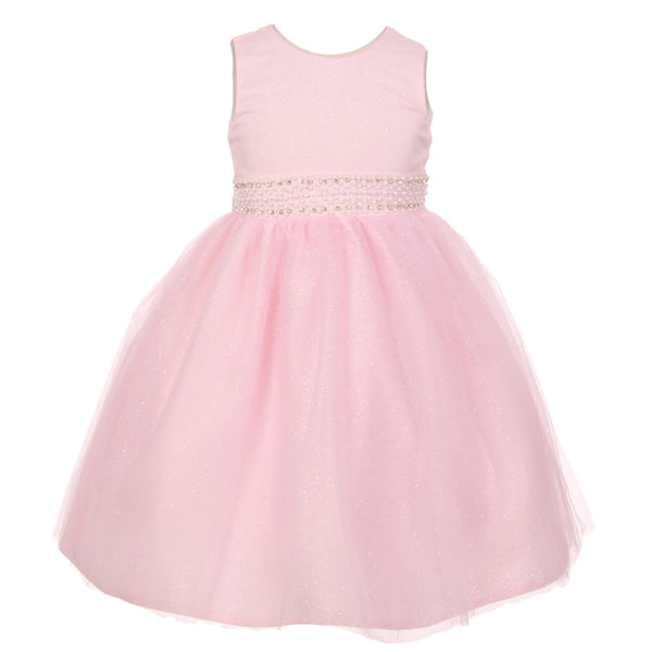 Rain Kids Big Girls Pink Sparkly Tulle Pearls Occasion Dress 10 - SophiasStyle.com