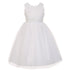 The Rain Kids Little Girls White Sparkly Tulle Pearls Occasion Dress 2-6 - SophiasStyle.com