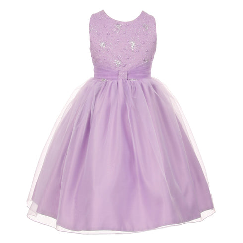 The Rain Kids Big Girls Lilac Organza Sparkly Elegant Occasion Dress 8-12 - SophiasStyle.com