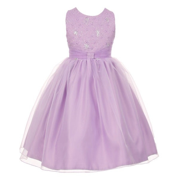 The Rain Kids Big Girls Lilac Organza Sparkly Elegant Occasion Dress 8-12 - SophiasStyle.com