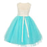 Rain Kids Big Girls Aqua Ivory Beaded Lace V-neck Special Occasion Dress 8-12 - SophiasStyle.com