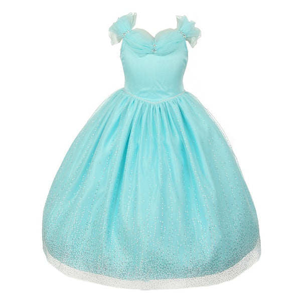 Rainkids Little Girls Aqua Rhinestones Sparkly Tulle Tiara Princess Dress 2-6 - SophiasStyle.com