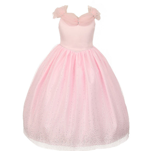 Rainkids Little Girls Pink Rhinestones Sparkly Tulle Tiara Princess Dress 2-6 - SophiasStyle.com