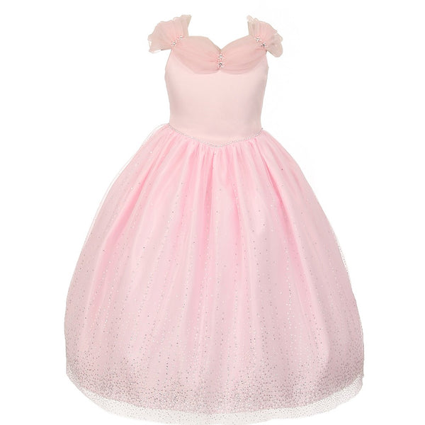 Rainkids Big Girls Pink Rhinestones Sparkly Tulle Tiara Princess Dress 8-12 - SophiasStyle.com