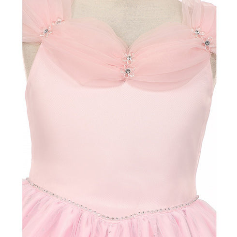 Rainkids Big Girls Pink Rhinestones Sparkly Tulle Tiara Princess Dress 8-12 - SophiasStyle.com